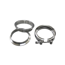 3" V-Band Clamp + 3" I.D. Flanges (2 Flanges) , 304 Stainless Steel , CNC Billet Flange