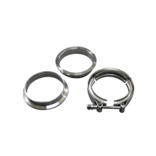 3.5" V-Band Clamp + 3.5" I.D. Flanges (2 Flanges) , 304 Stainless Steel , CNC Billet Flange